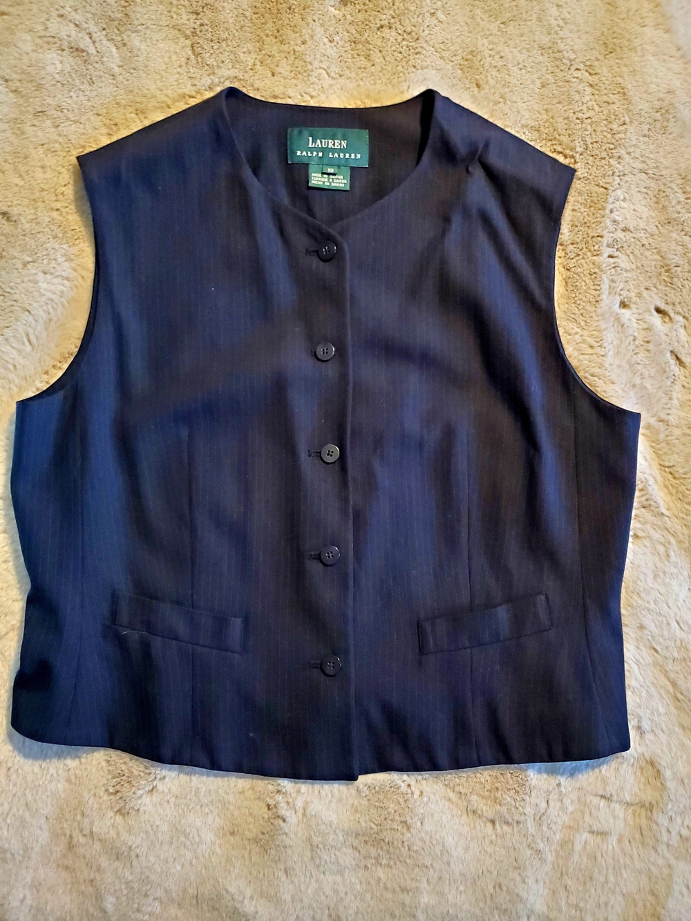 Lauren Ralph Lauren Vintage Y2K Black Pinstripe Vest 12 Equestrian Old Money - Picture 3 of 10